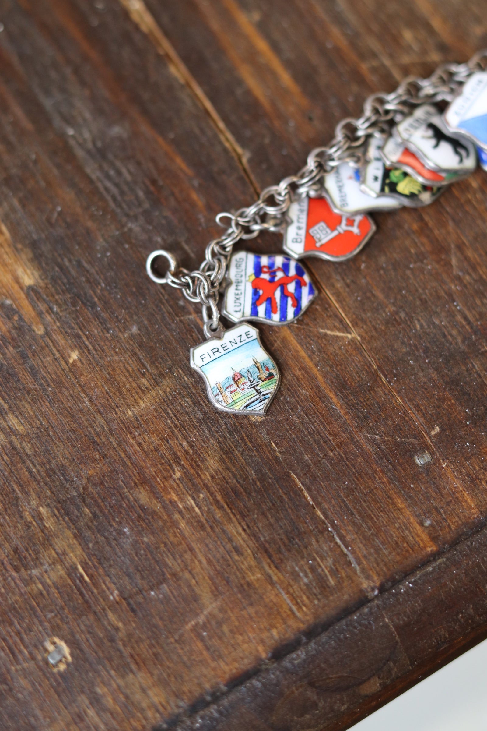 Vintage Sterling Silver European Travel Charm Bracelet