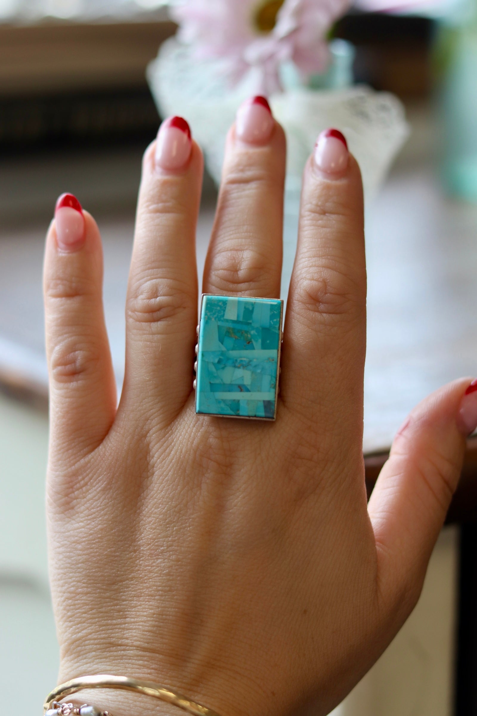 Bryon Yellowhorse Turquoise Mosaic Inlay Ring