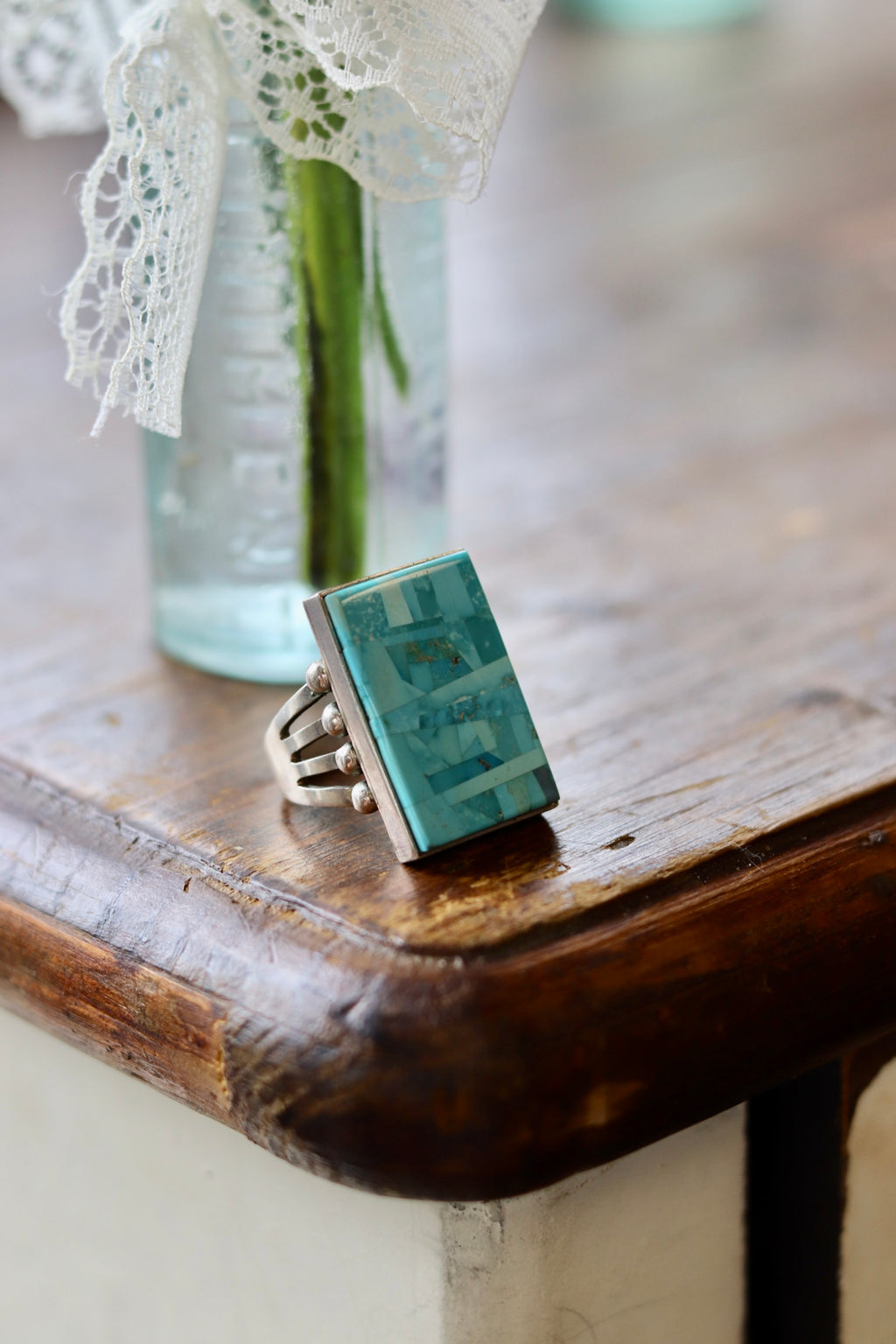 Bryon Yellowhorse Turquoise Mosaic Inlay Ring