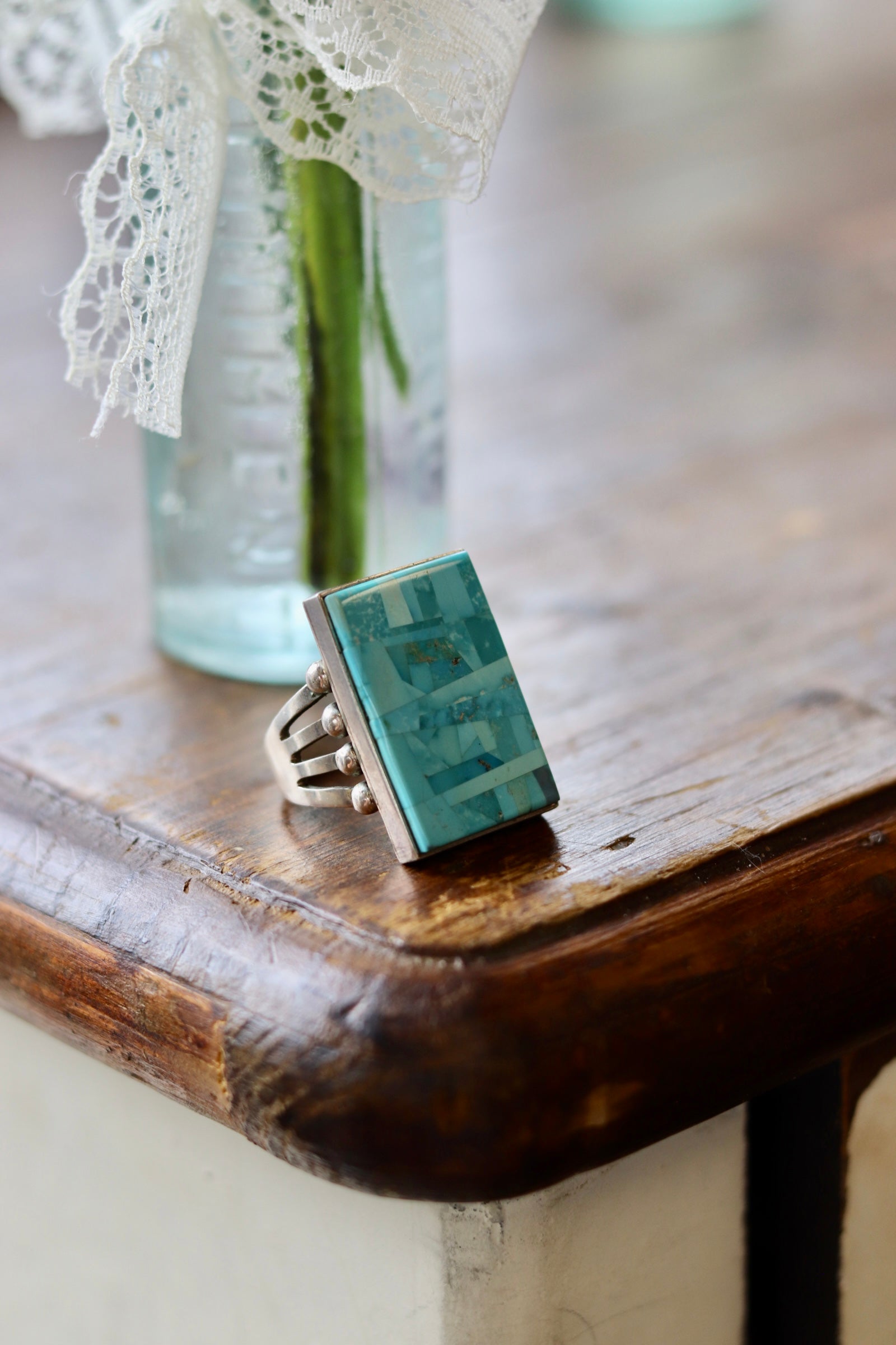 Bryon Yellowhorse Turquoise Mosaic Inlay Ring