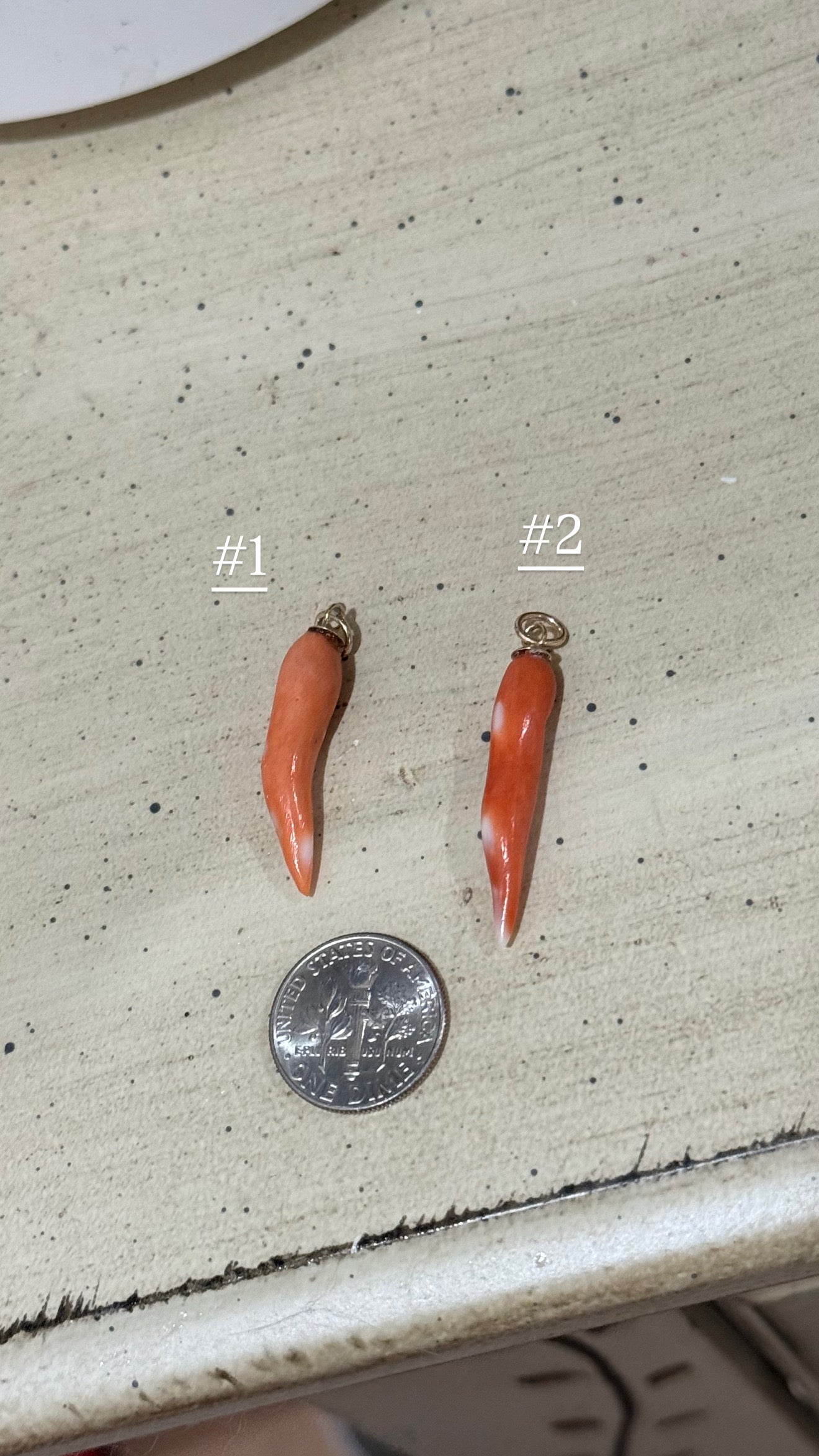 Vintage Coral Italian horn Gold