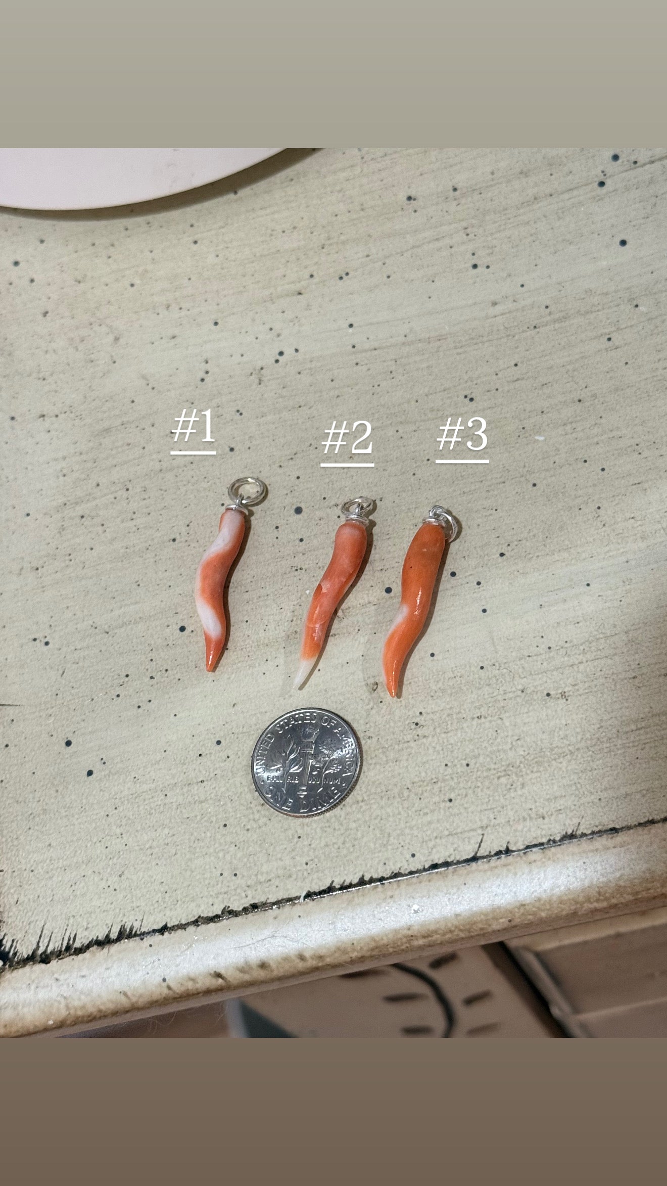 Vintage Coral Italian horn Sterling