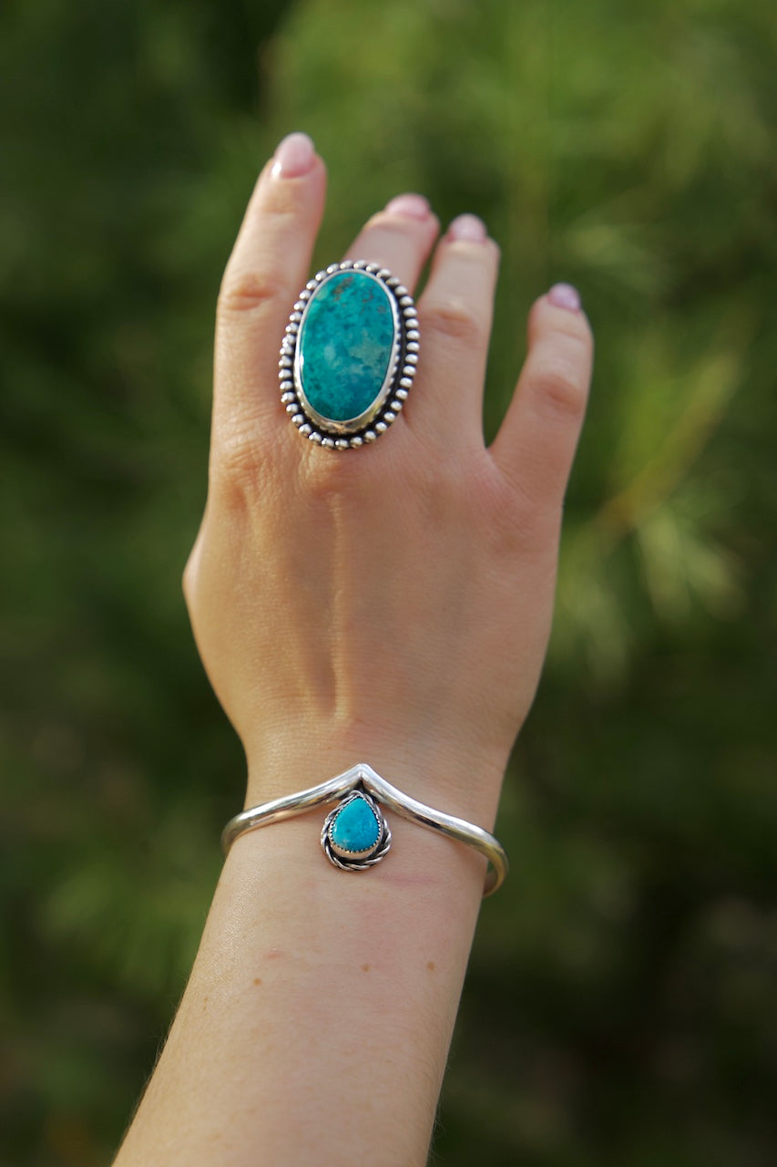 Kingman Turquoise Chevron Cuff