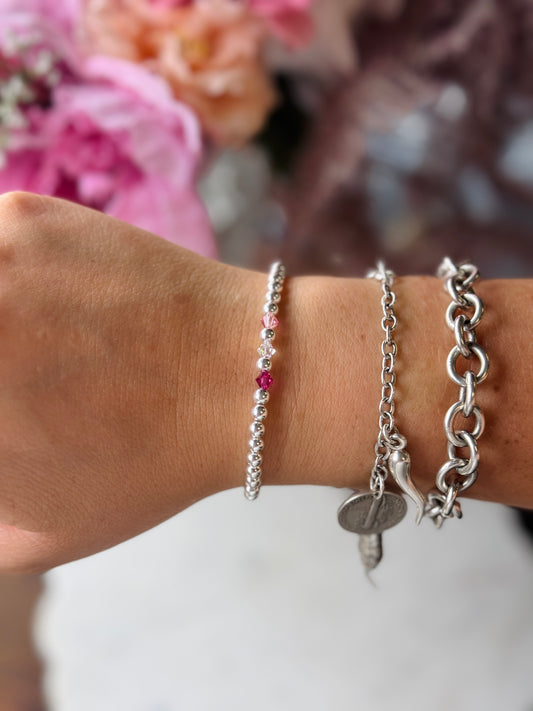 Sterling Silver Beaded Birthstone Bracelets