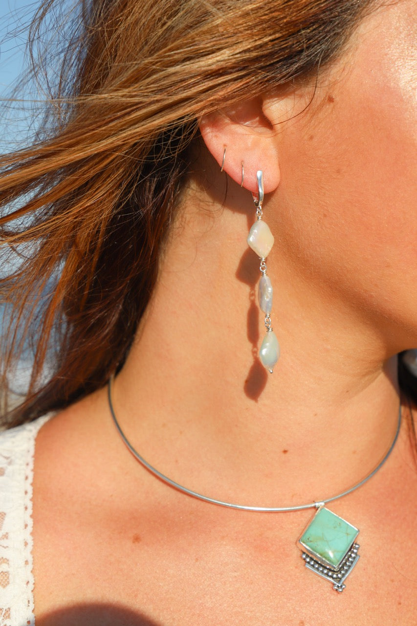 cultured pearl trio dangles