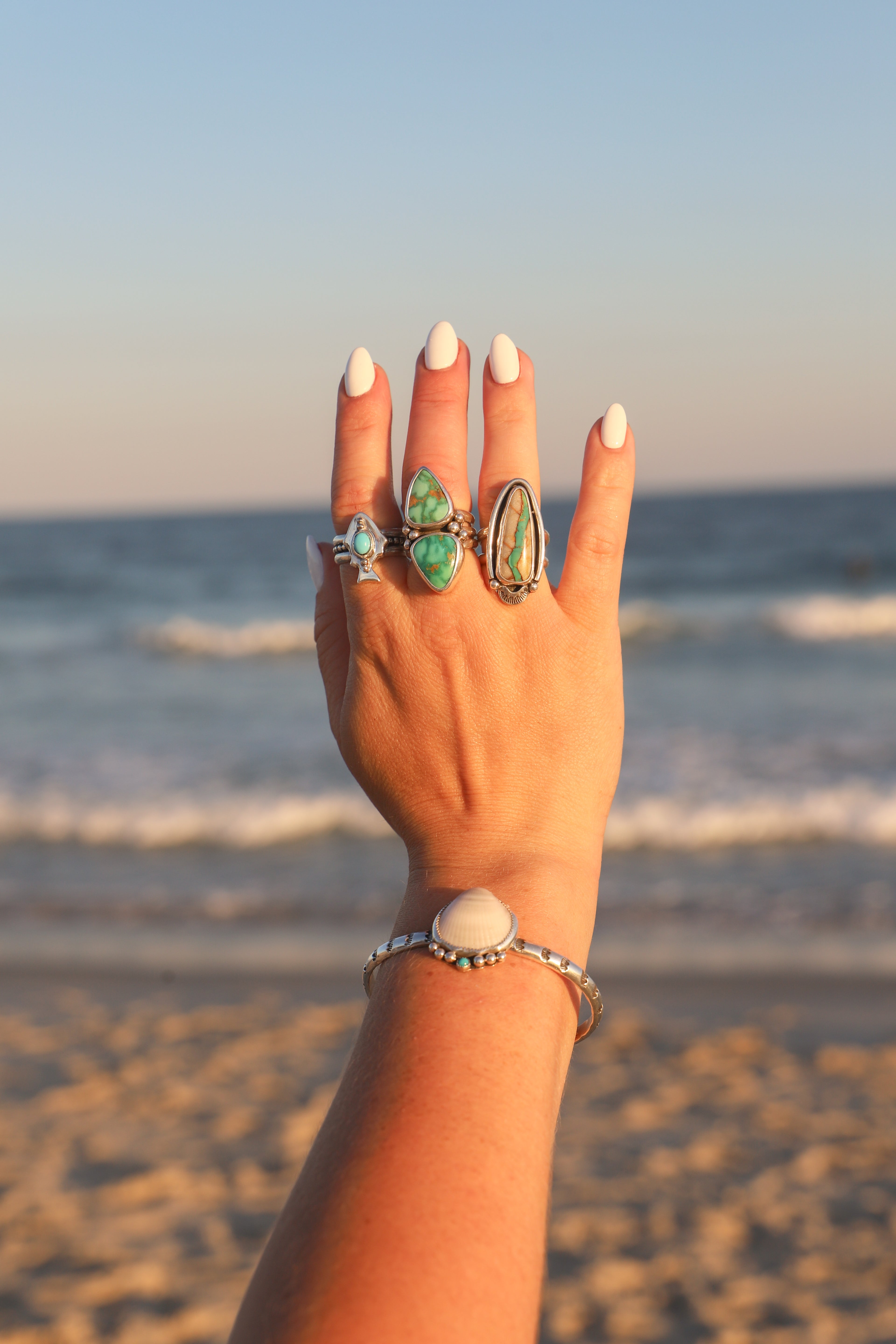 Seashell + Turquoise Cuff