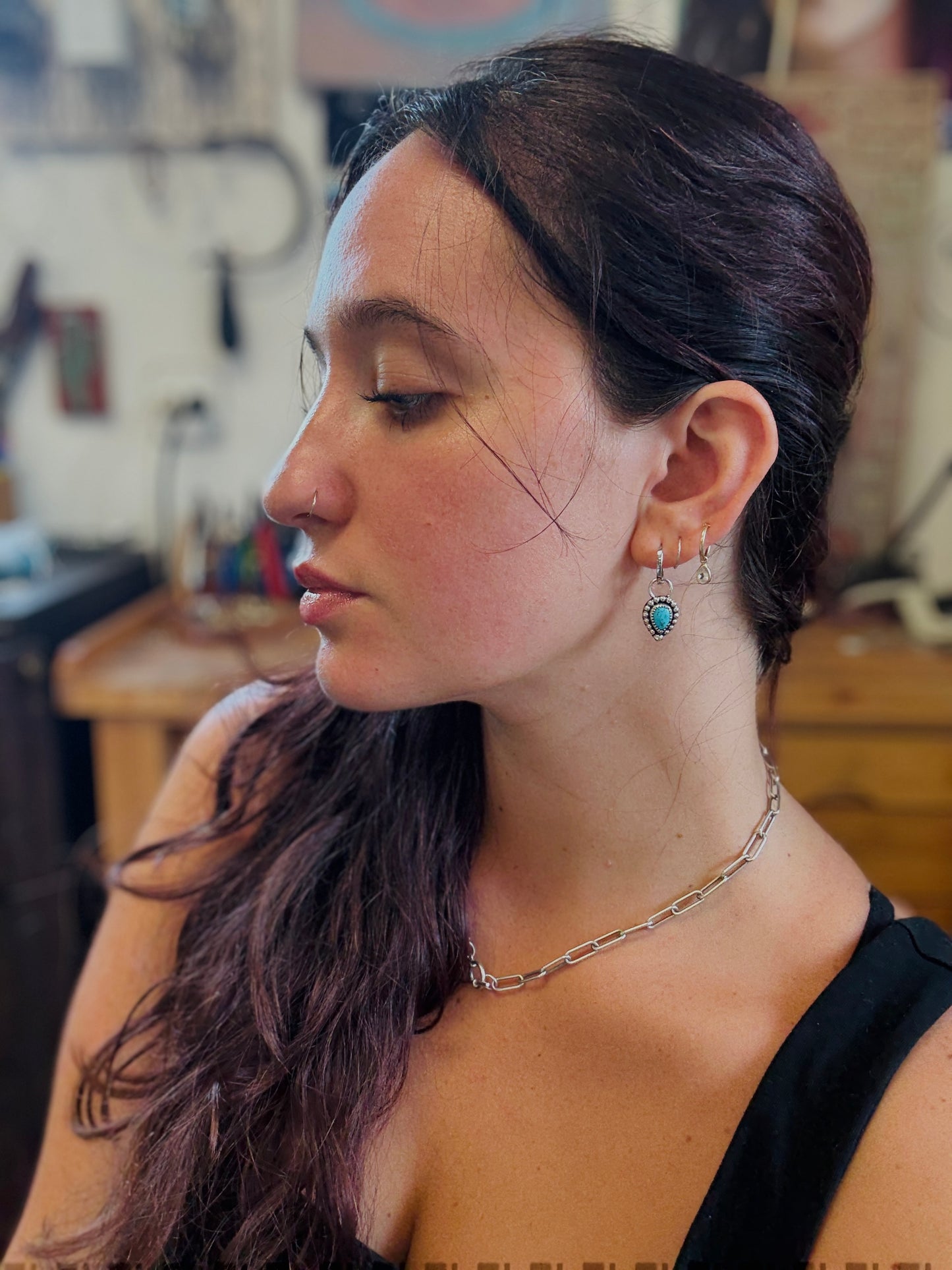 Kingman Turquoise Charm Earrings