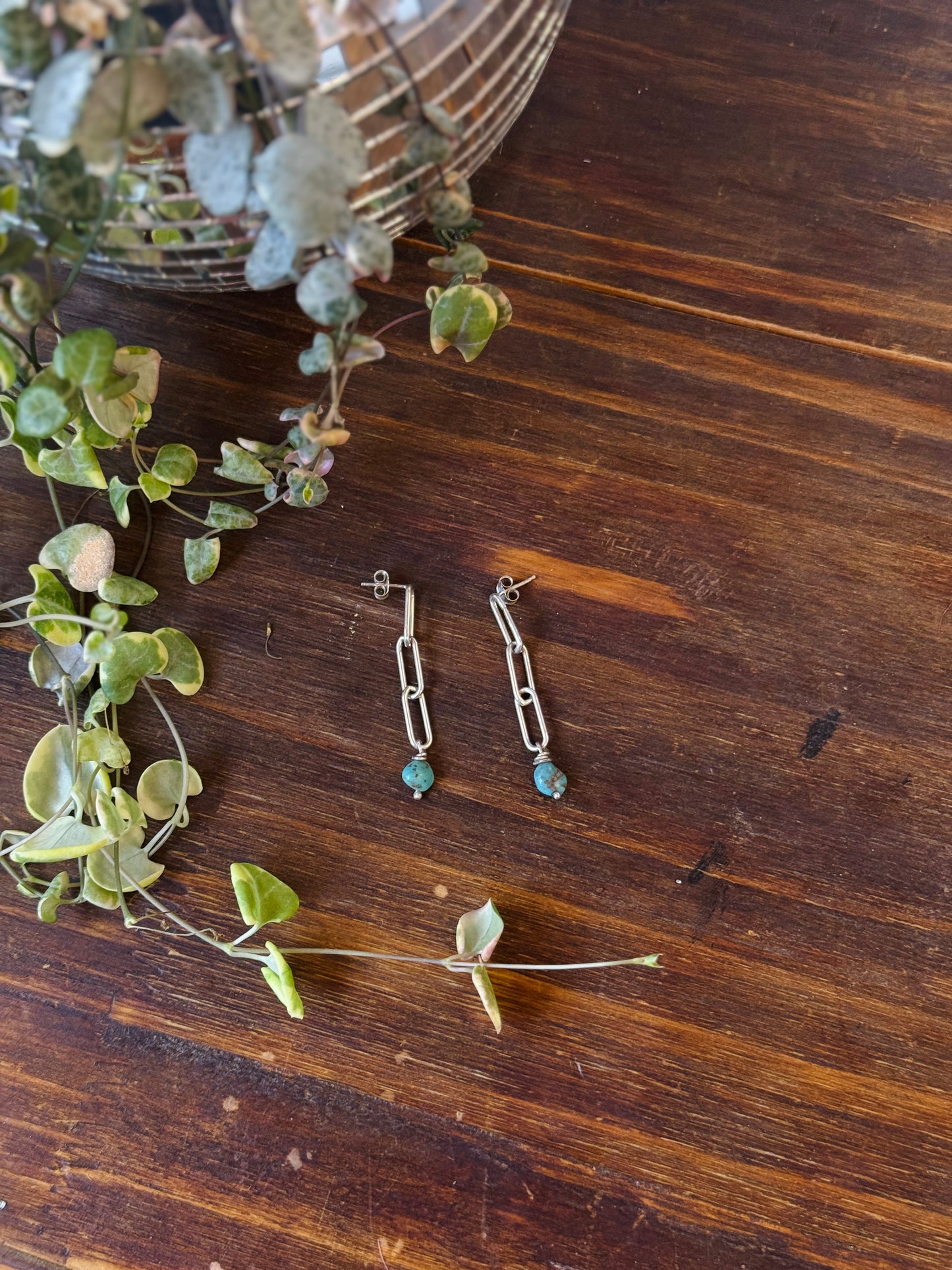 Turquoise Paperclip Earrings