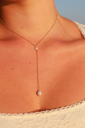 Pearl + gold fill lariat