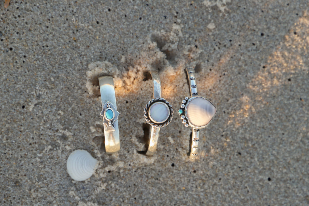 Seashell + Turquoise Cuff