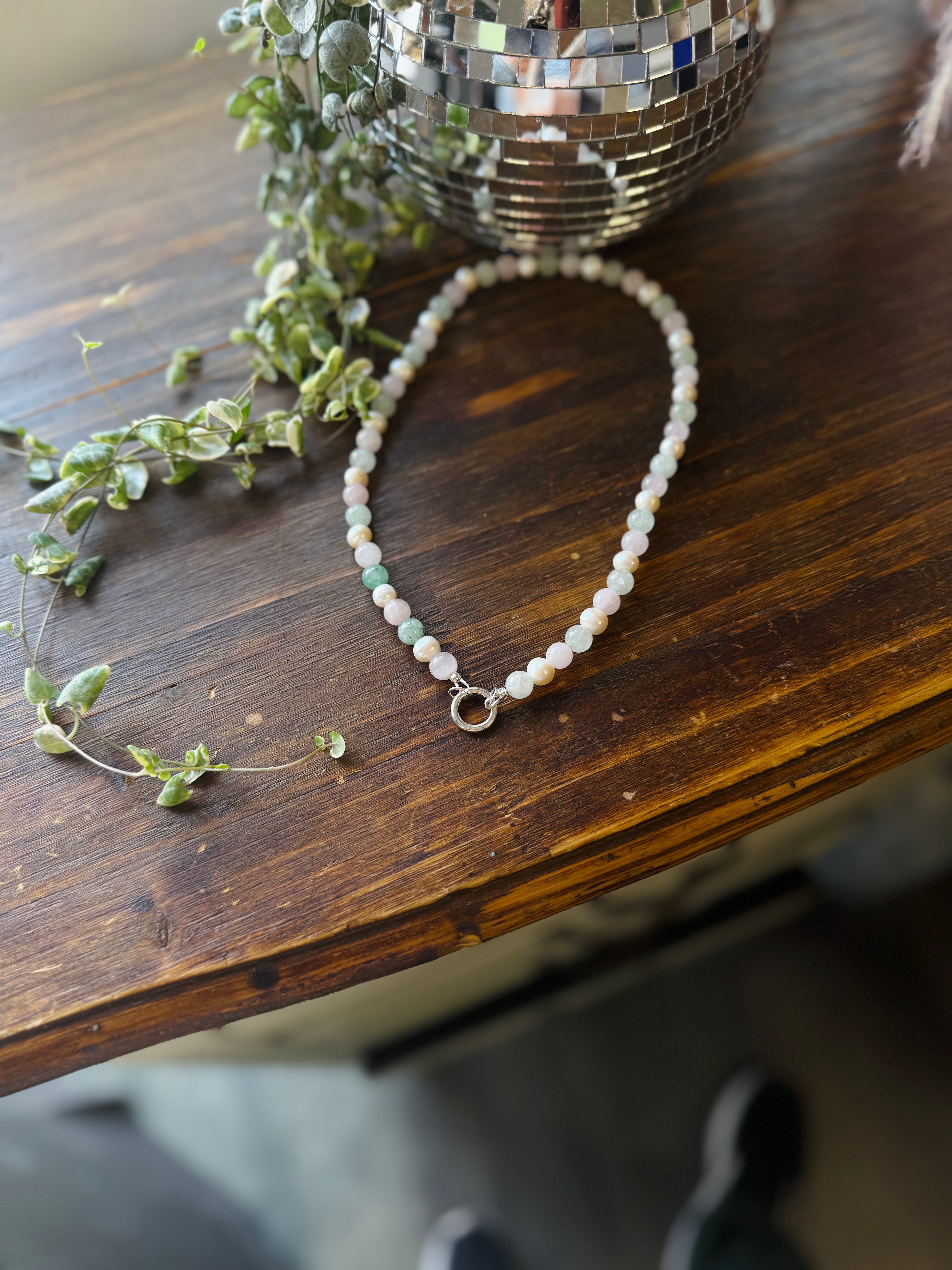Vintage Quartz & Pearl Handmade Charm Keeper Necklace