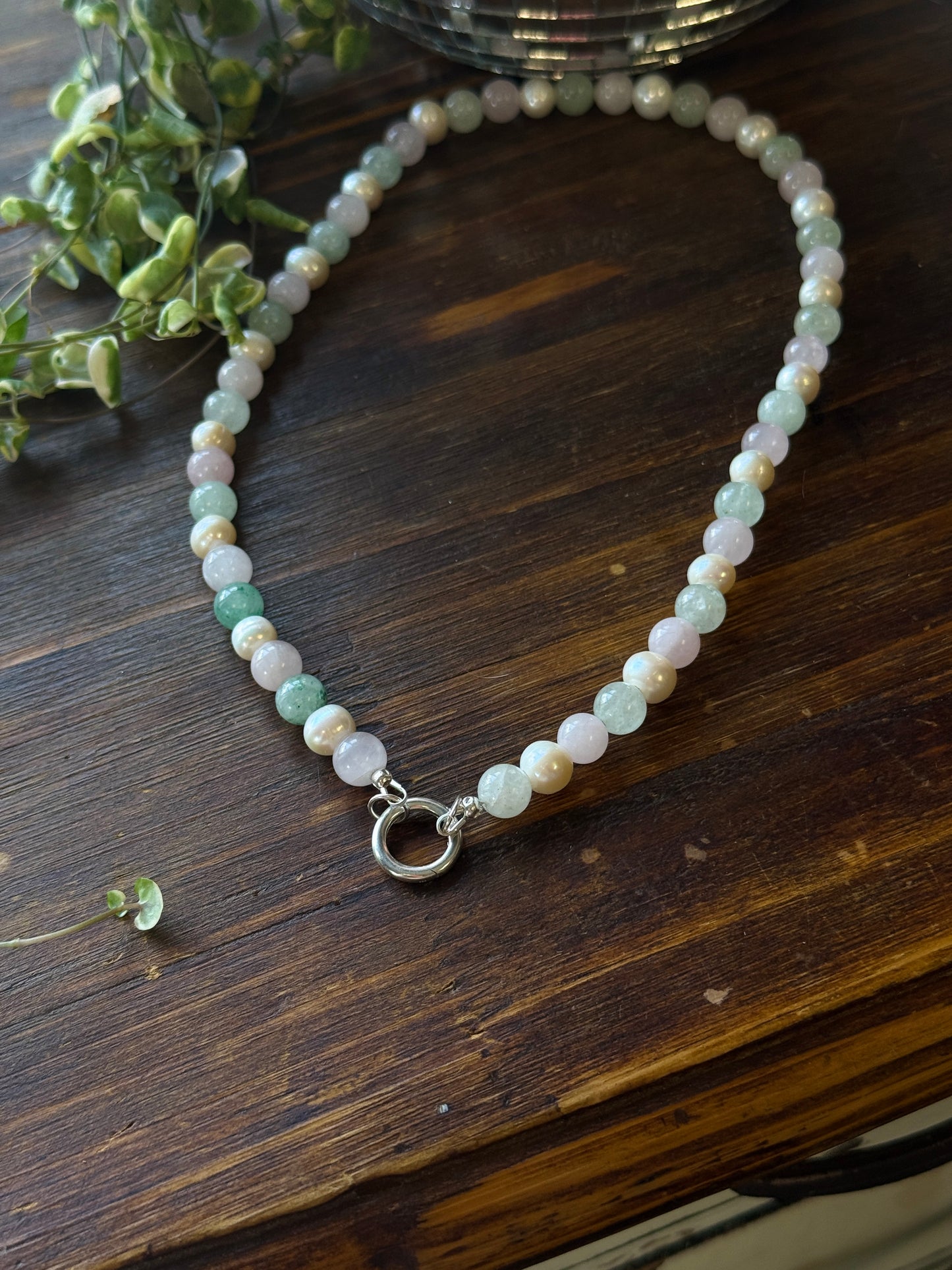 Vintage Quartz & Pearl Handmade Charm Keeper Necklace