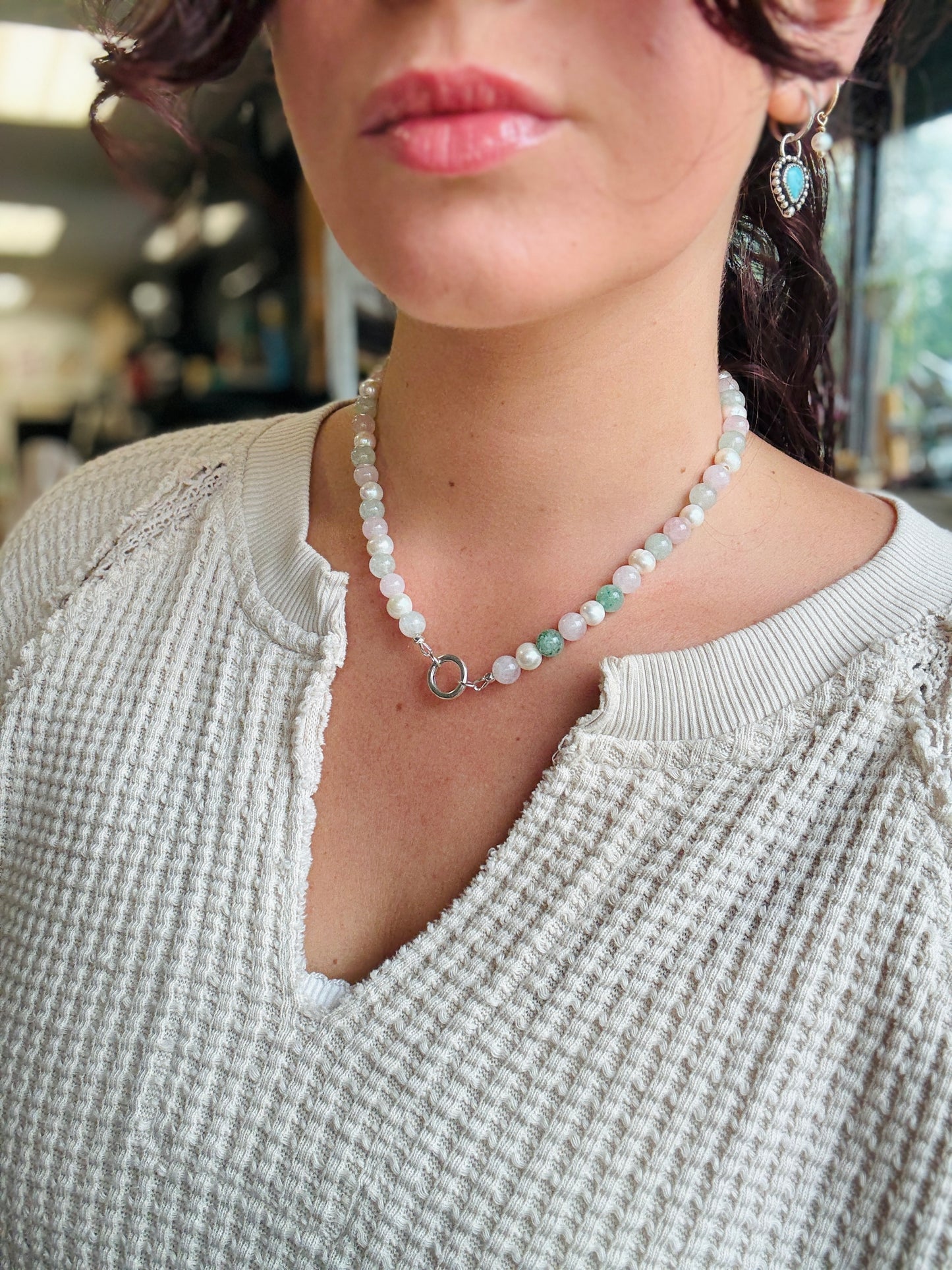 Vintage Quartz & Pearl Handmade Charm Keeper Necklace