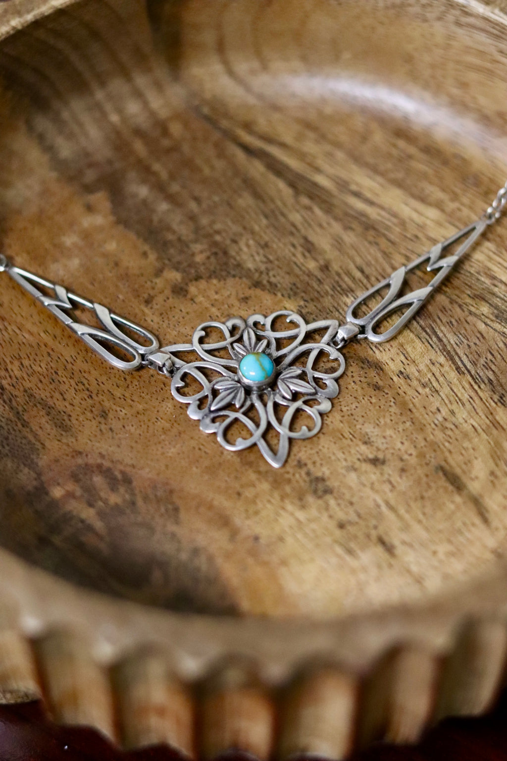 Vintage Turquoise Filigree Necklace