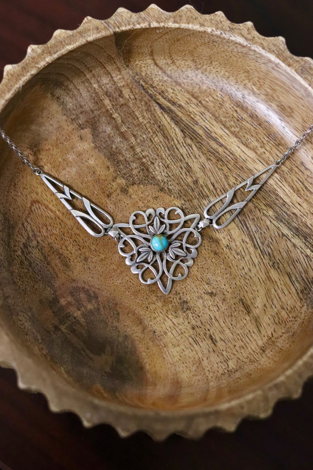 Vintage Turquoise Filigree Necklace