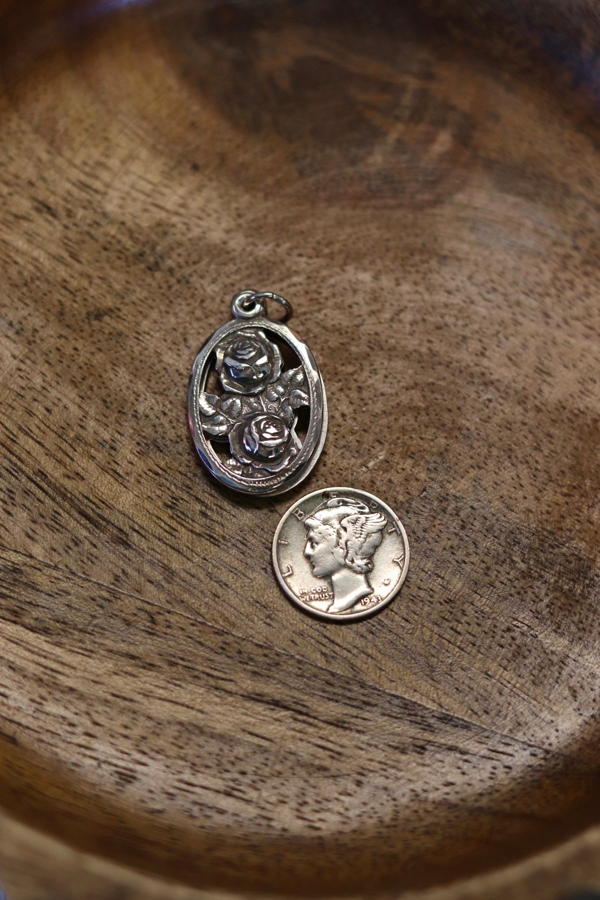 Vintage Oval Miraculous Metal Slide Pendant 925