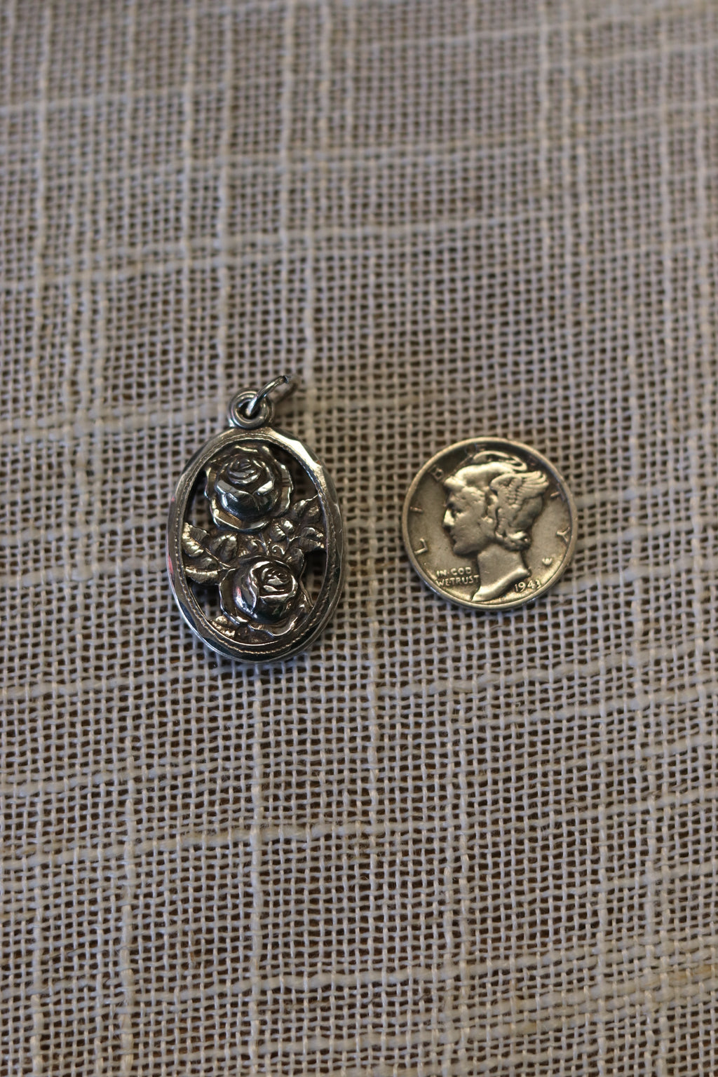 Vintage Oval Miraculous Metal Slide Pendant 925