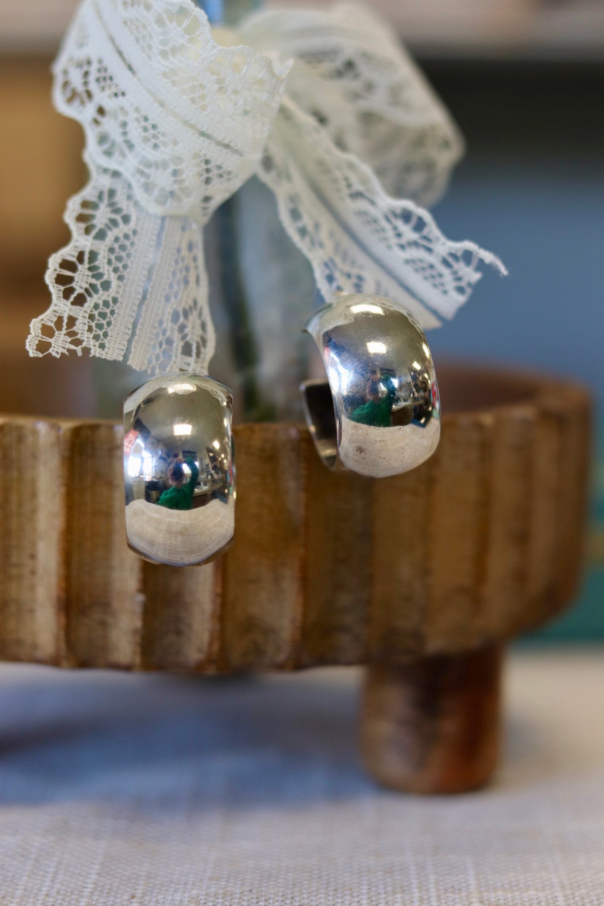 Puffy Hollow Sterling Hoops