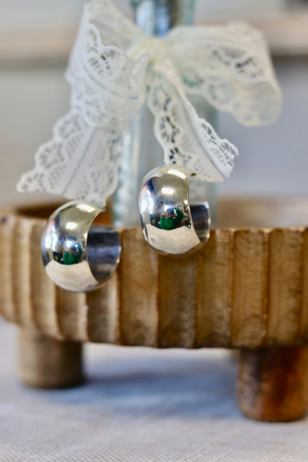 Puffy Hollow Sterling Hoops