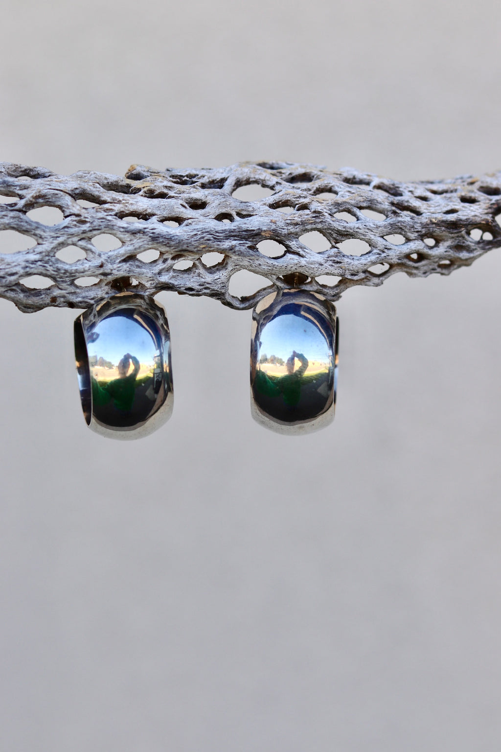 Puffy Hollow Sterling Hoops
