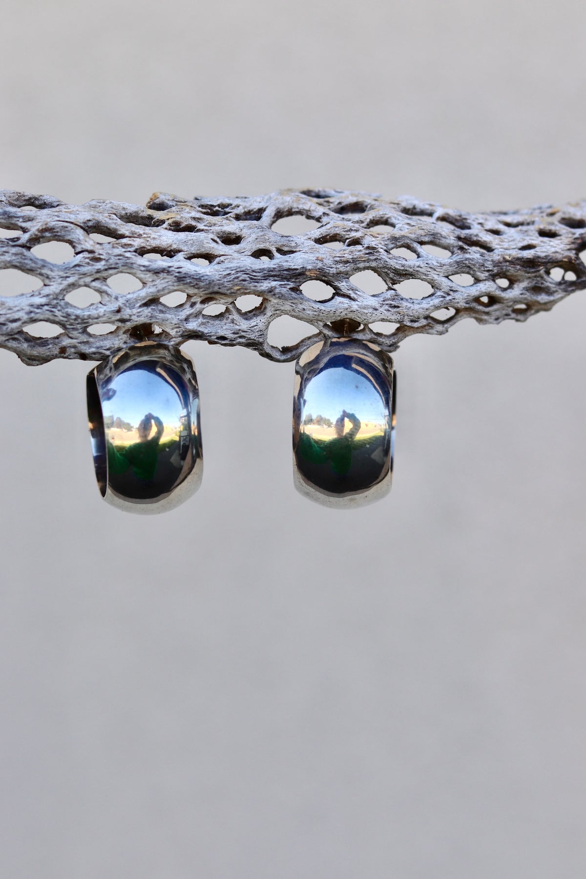 Puffy Hollow Sterling Hoops