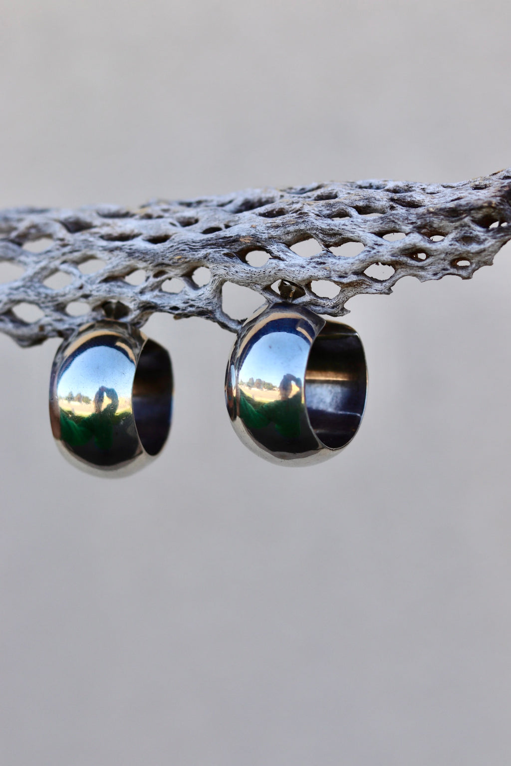 Puffy Hollow Sterling Hoops