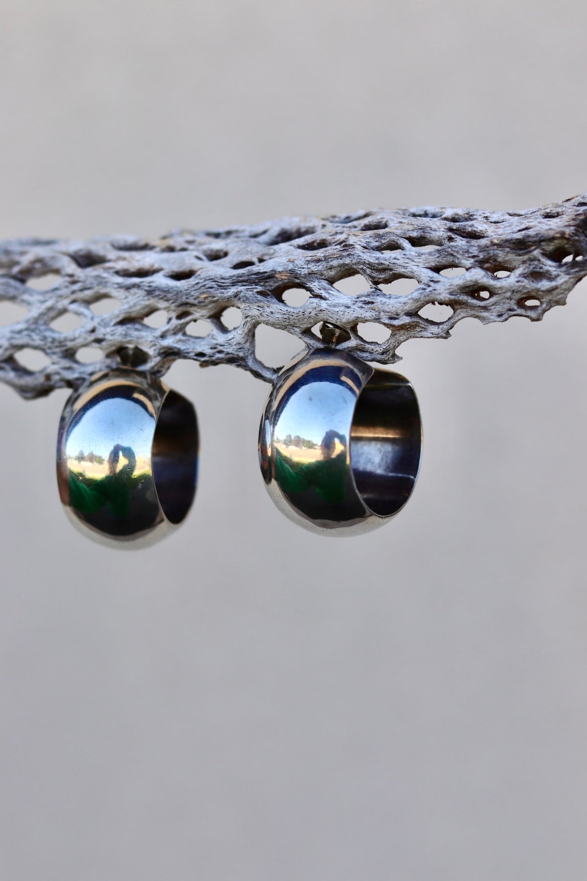 Puffy Hollow Sterling Hoops