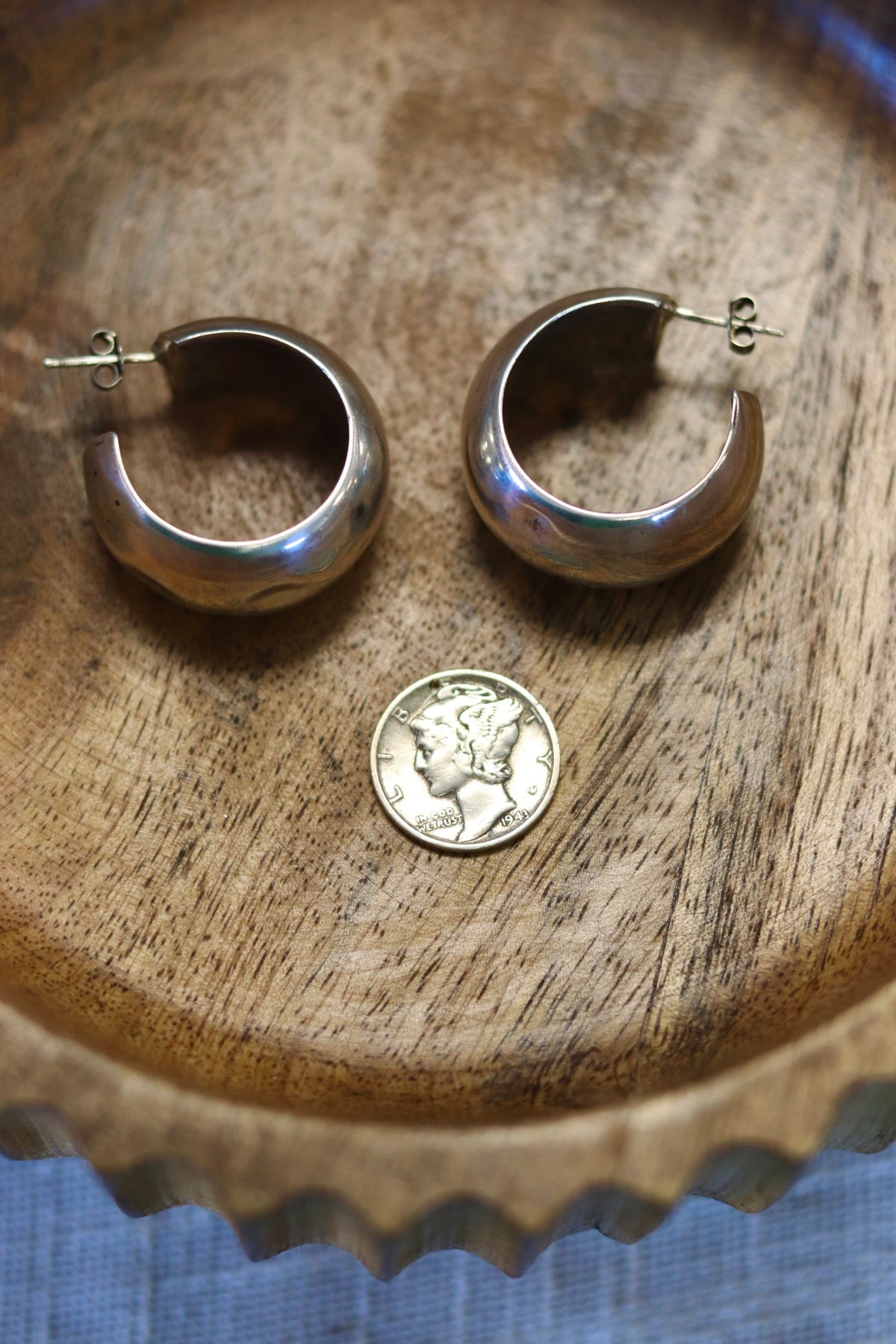 Puffy Hollow Sterling Hoops