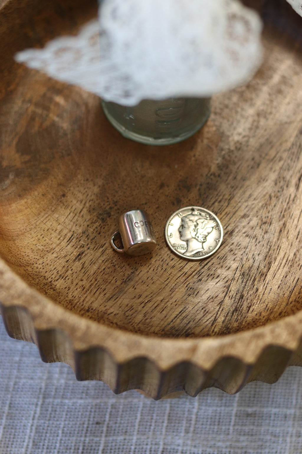 Vintage Coffee Cup Charm 925