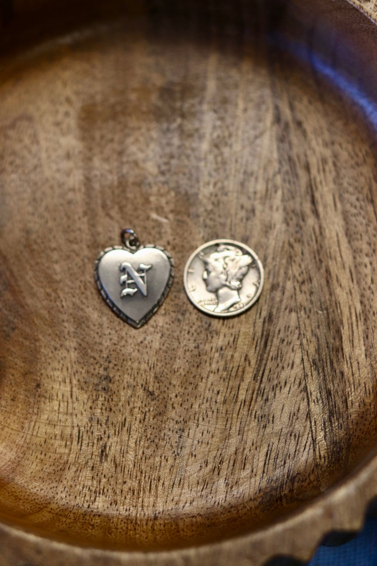 1966 "N" Heart Charm 925