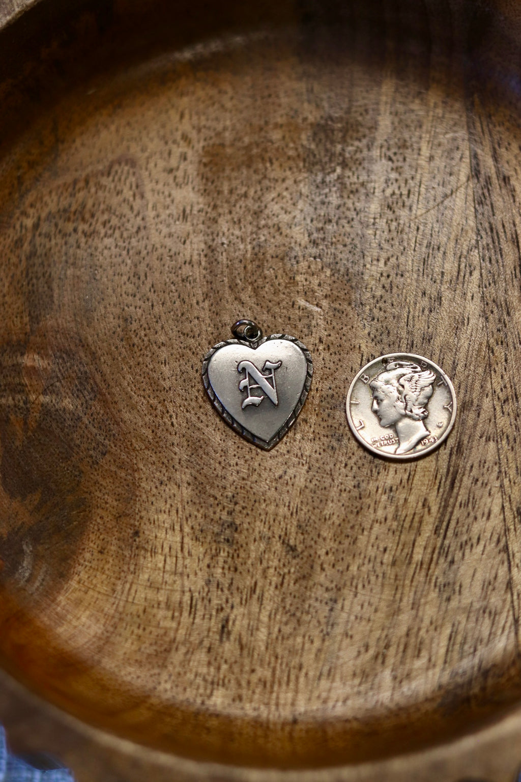 1966 "N" Heart Charm 925