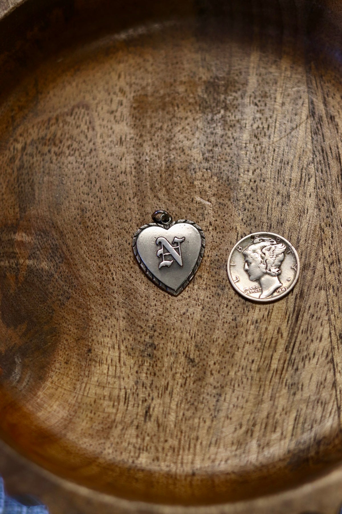 1966 "N" Heart Charm 925