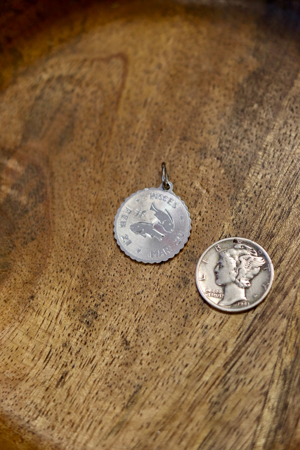 Vintage Pisces Zodiac Charm 925