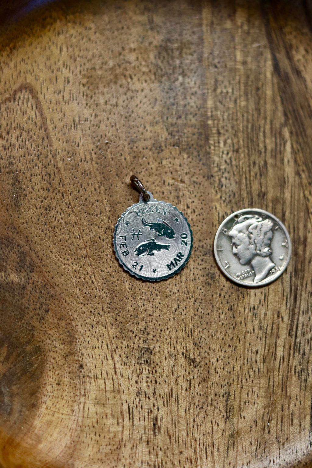 Vintage Pisces Zodiac Charm 925