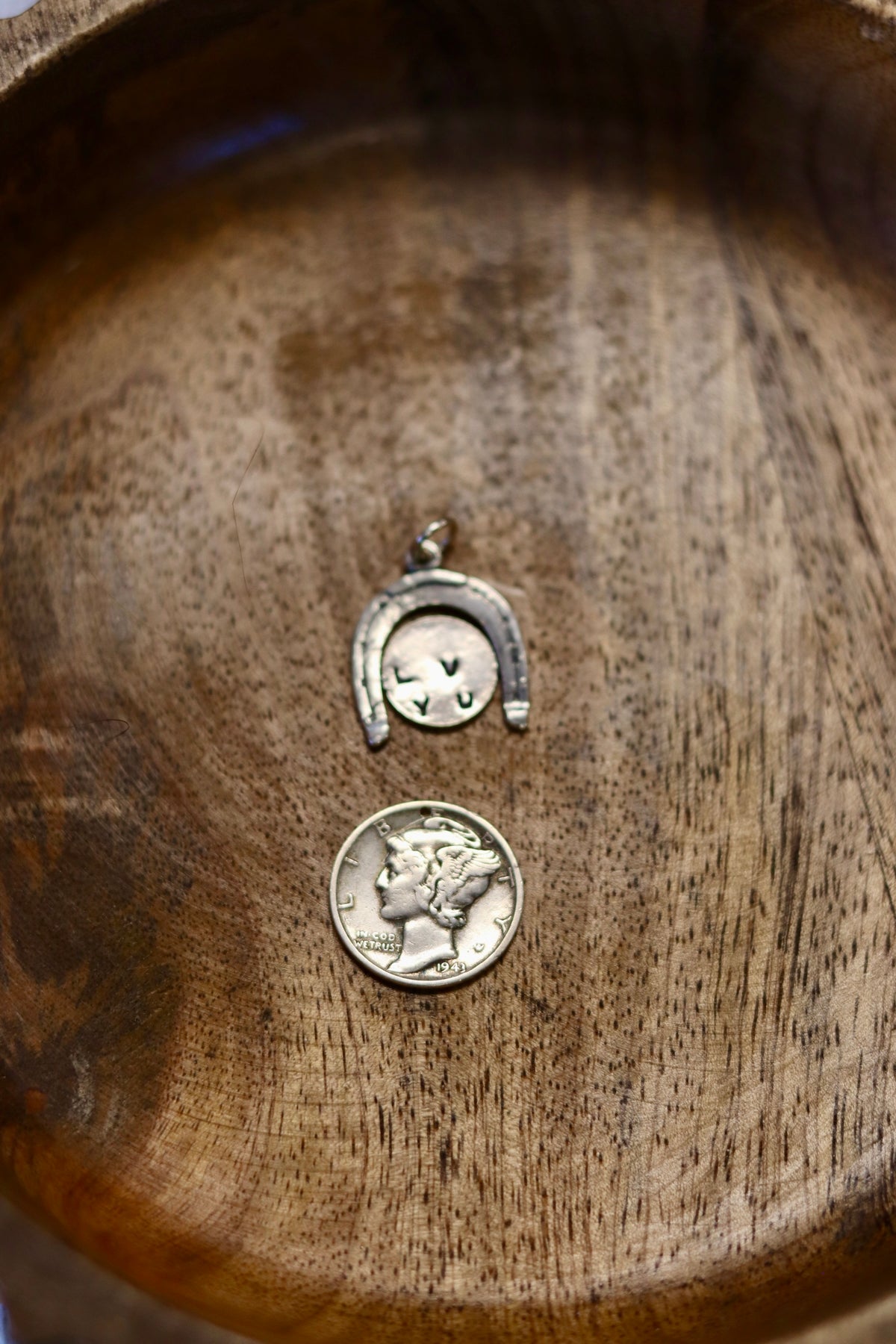 Spinning Horseshoe I luv u charm 925