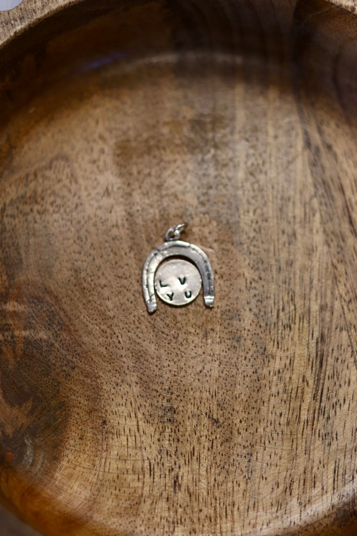 Spinning Horseshoe I luv u charm 925