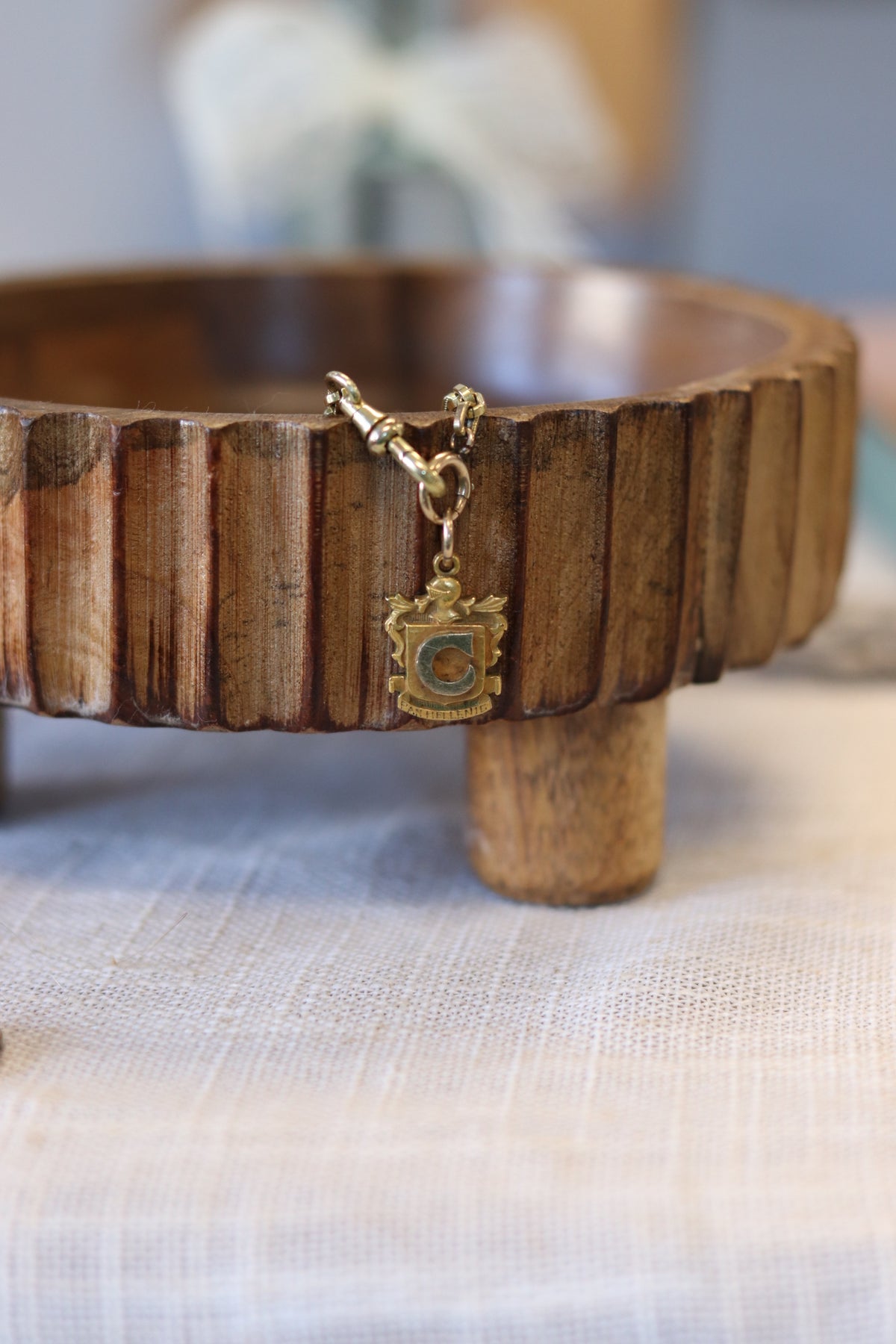 Vintage gold fill "C" initial sorority  commemorative  necklace