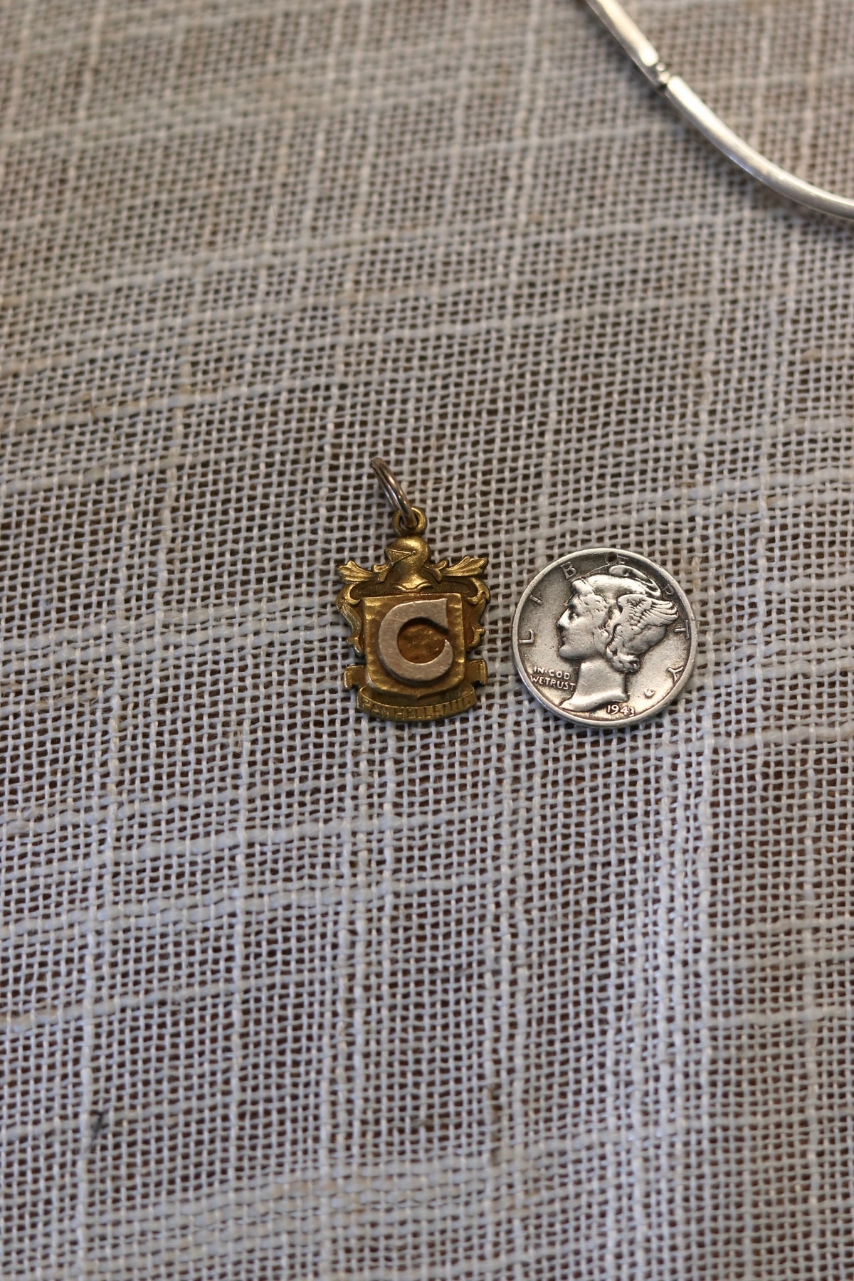 Vintage gold fill "C" initial sorority  commemorative  necklace