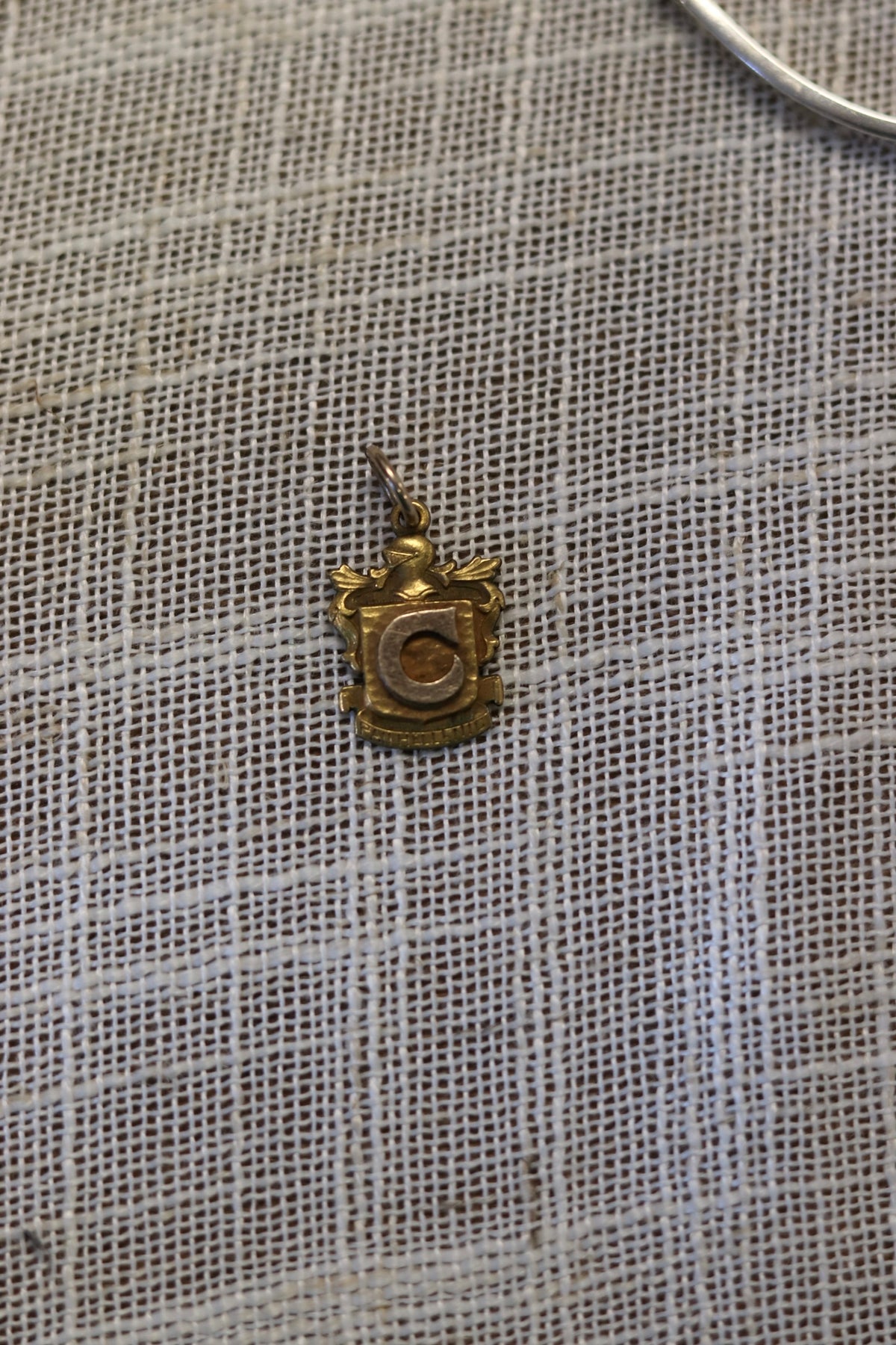 Vintage gold fill "C" initial sorority  commemorative  necklace