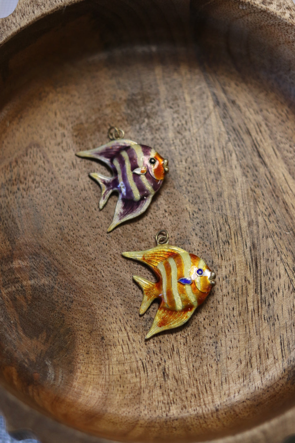 Vintage Enamel Angel Fish Charms 925