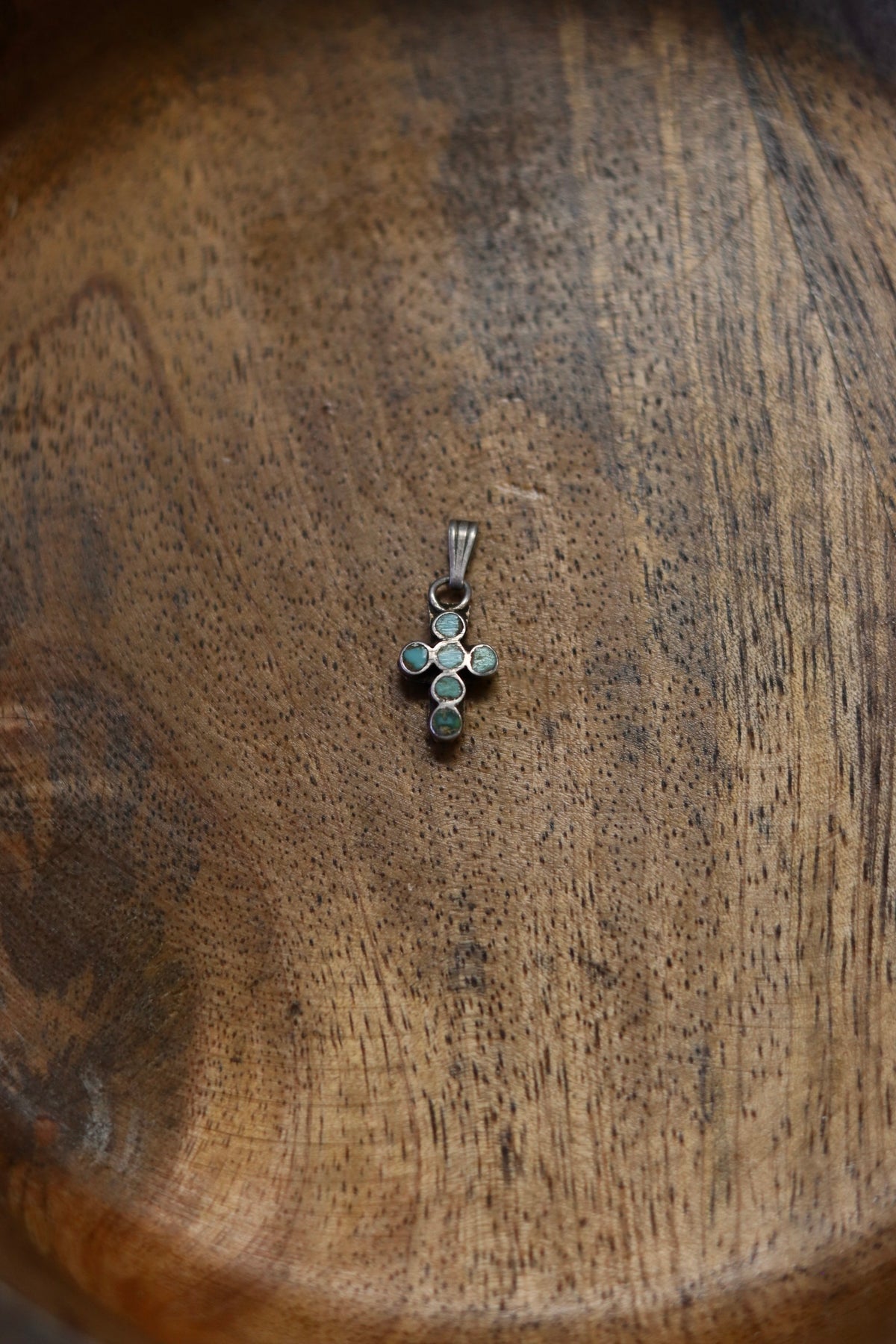 Reversible Cross Charm Turquoise + Coral 925