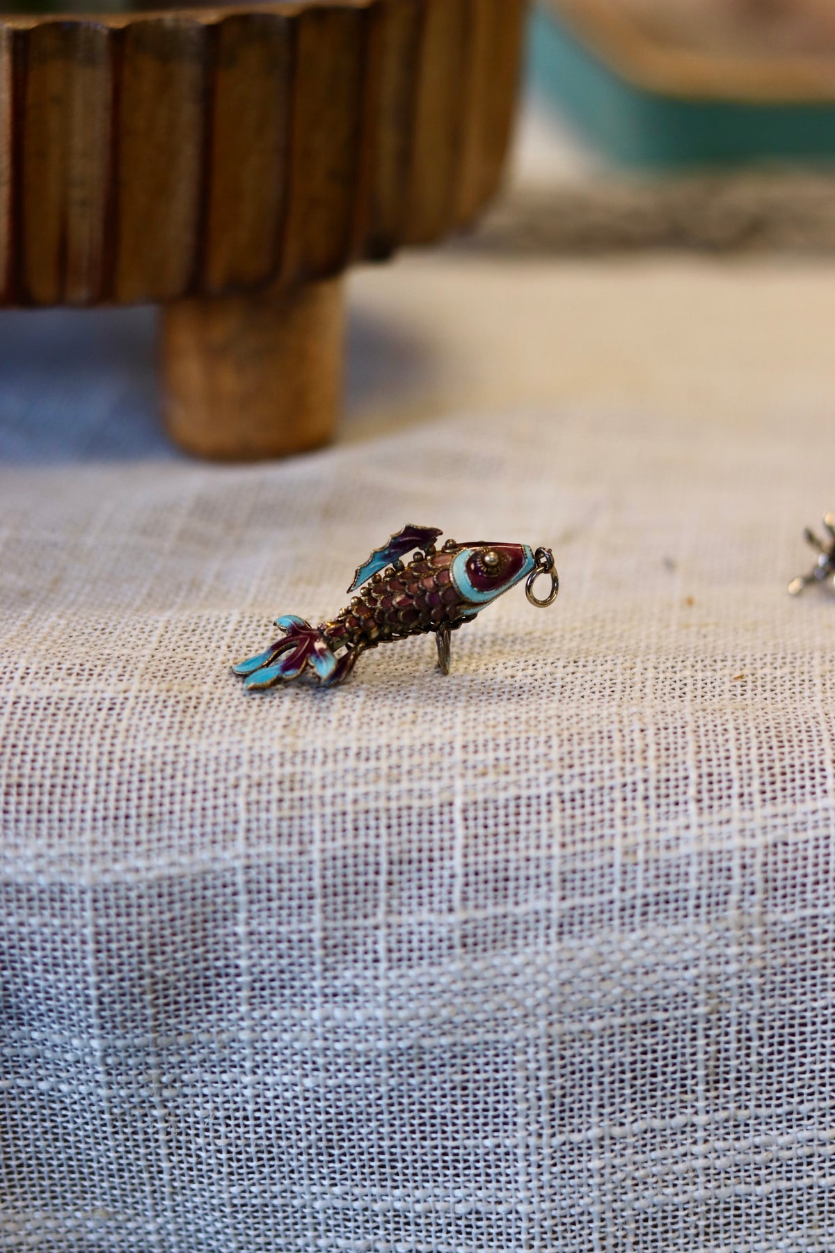 1960s Chinese Articulated Purple koi fish Silver