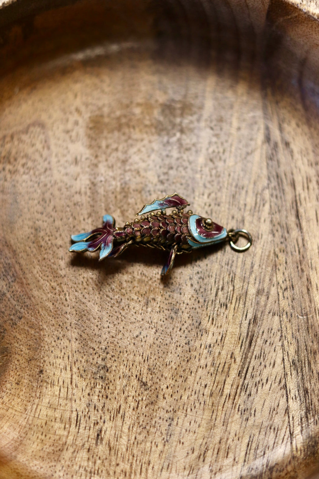 1960s Chinese Articulated Purple koi fish Silver