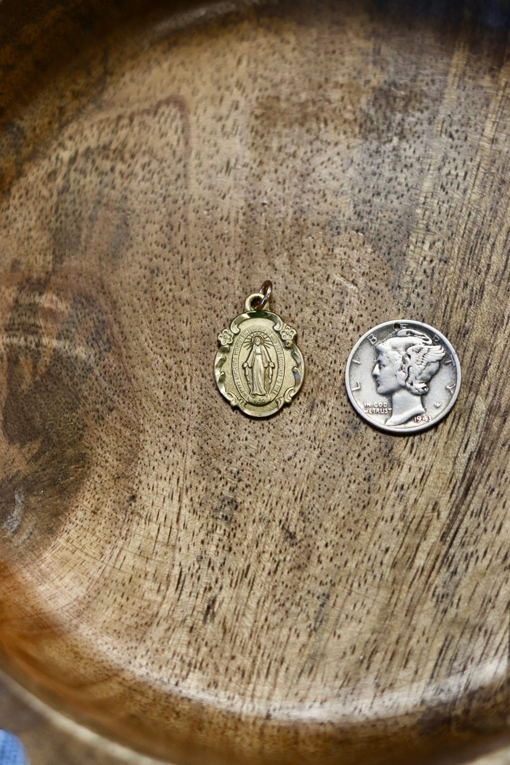 Miraculous metal mary 14k GF