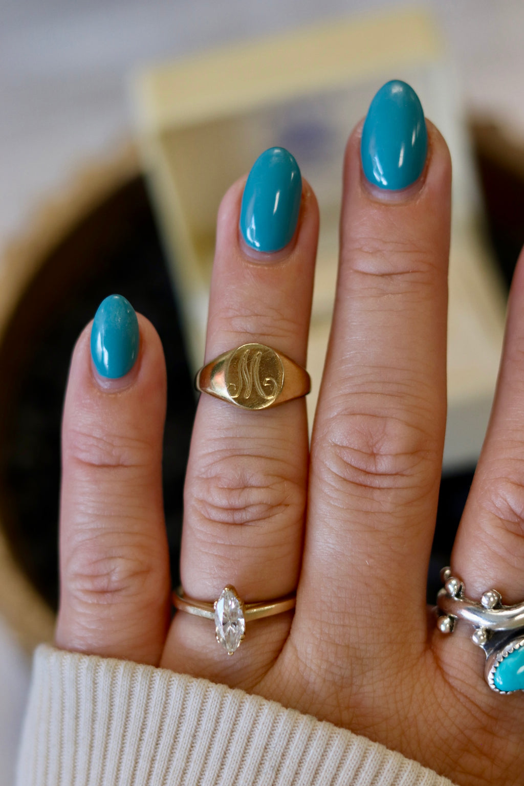 "M" Signet Ring Size 4.75 1940/60s