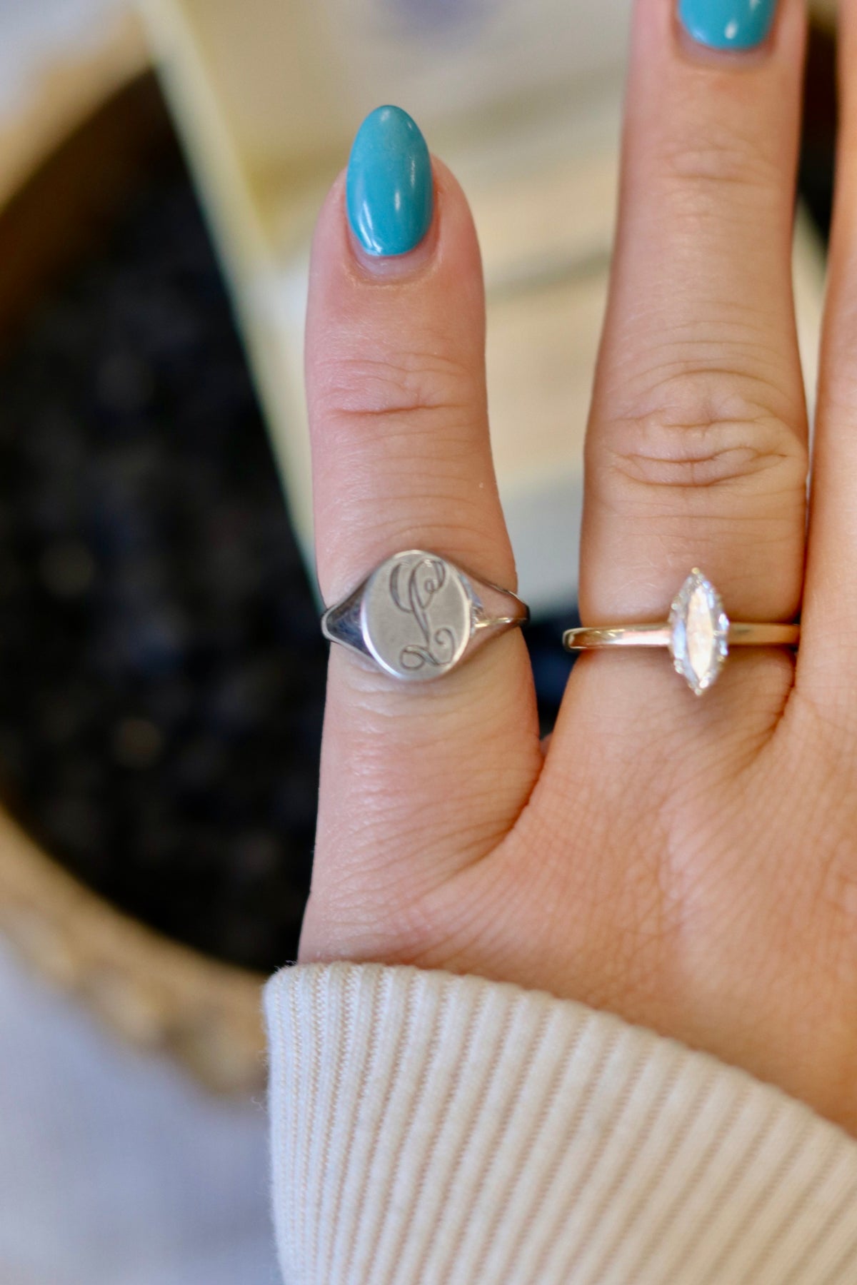 "L" Signet Ring 925 Size 4.75