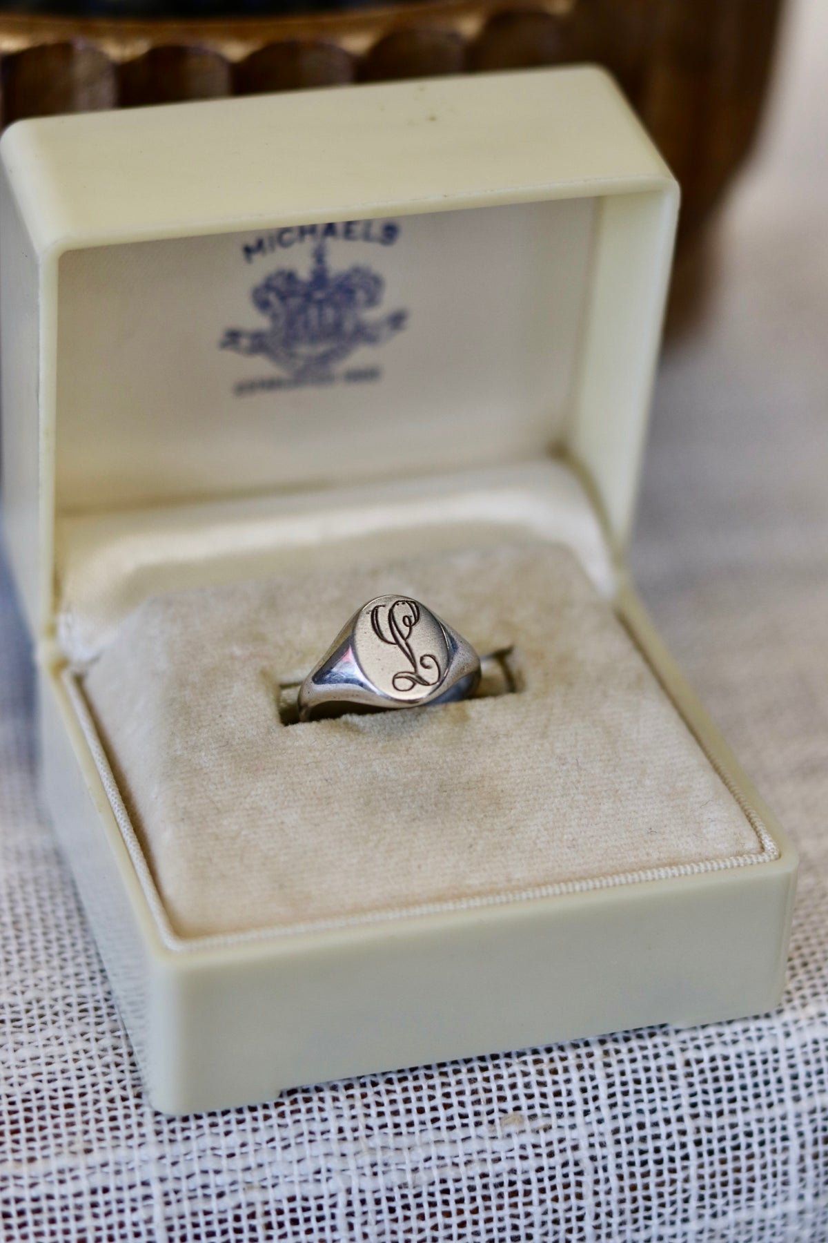 "L" Signet Ring 925 Size 4.75