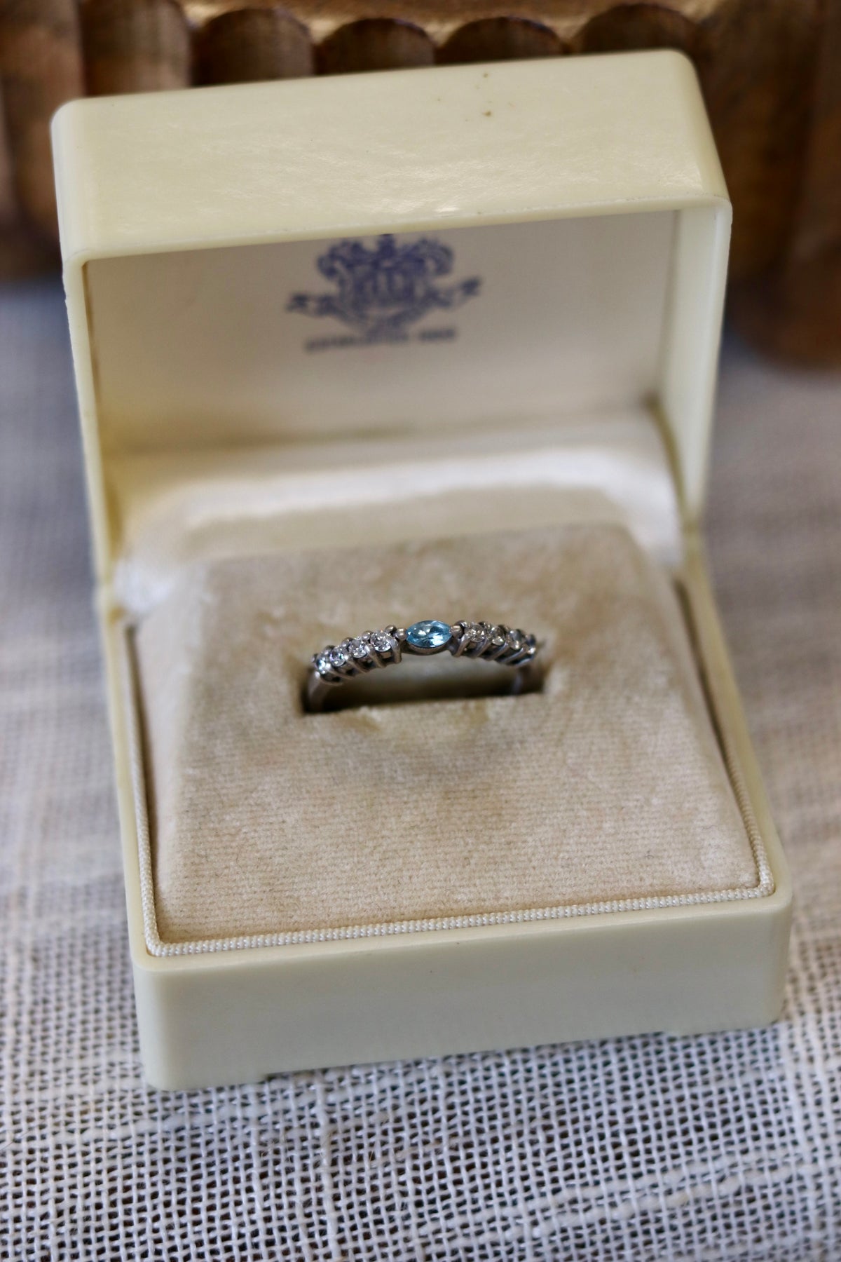 Blue topaz & cubic zirconia stackable ring size 9