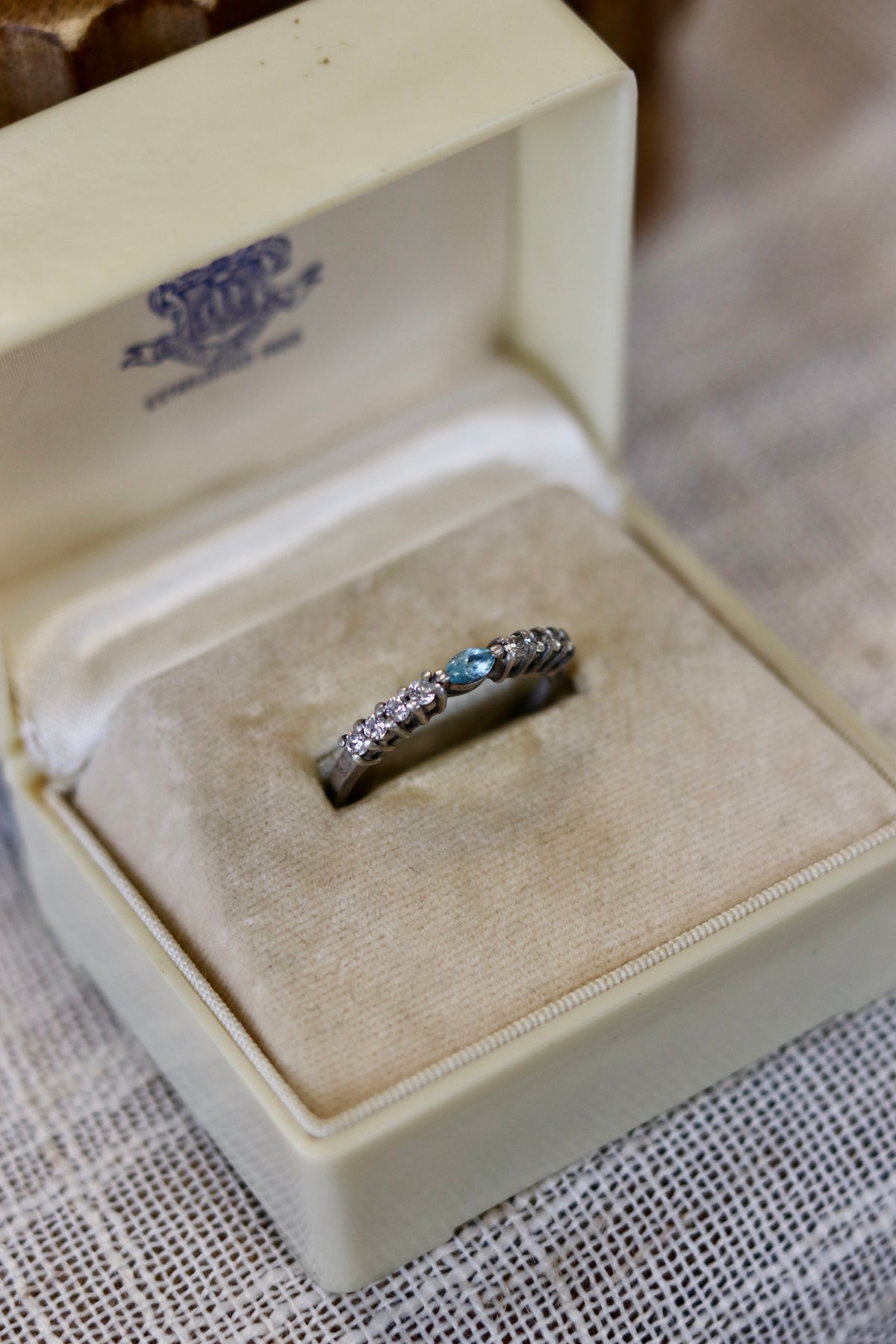 Blue topaz & cubic zirconia stackable ring size 9