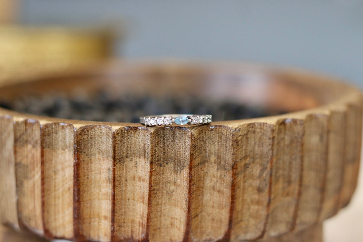 Blue topaz & cubic zirconia stackable ring size 9